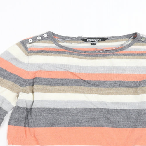 Bonmarché Womens Multicoloured Striped Knit Pullover Jumper Size 12