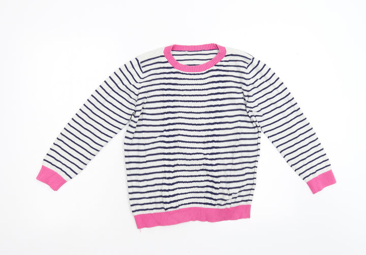 Preworn Girls Multicoloured Striped Knit Pullover Jumper Size 11 Years