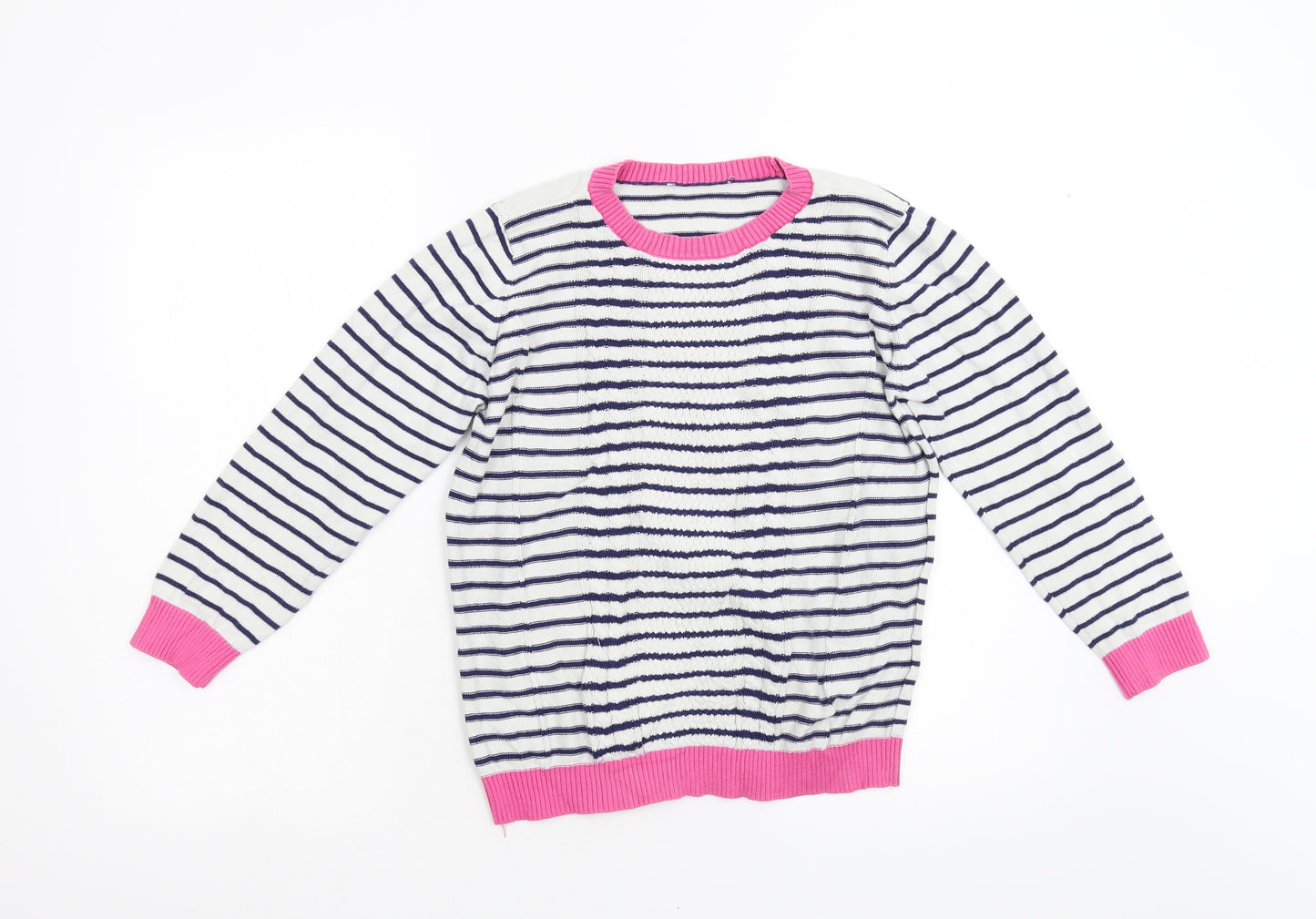 Preworn Girls Multicoloured Striped Knit Pullover Jumper Size 11 Years