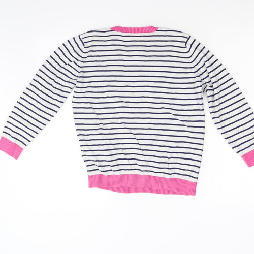 Preworn Girls Multicoloured Striped Knit Pullover Jumper Size 11 Years