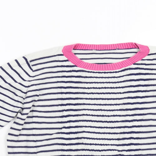 Preworn Girls Multicoloured Striped Knit Pullover Jumper Size 11 Years