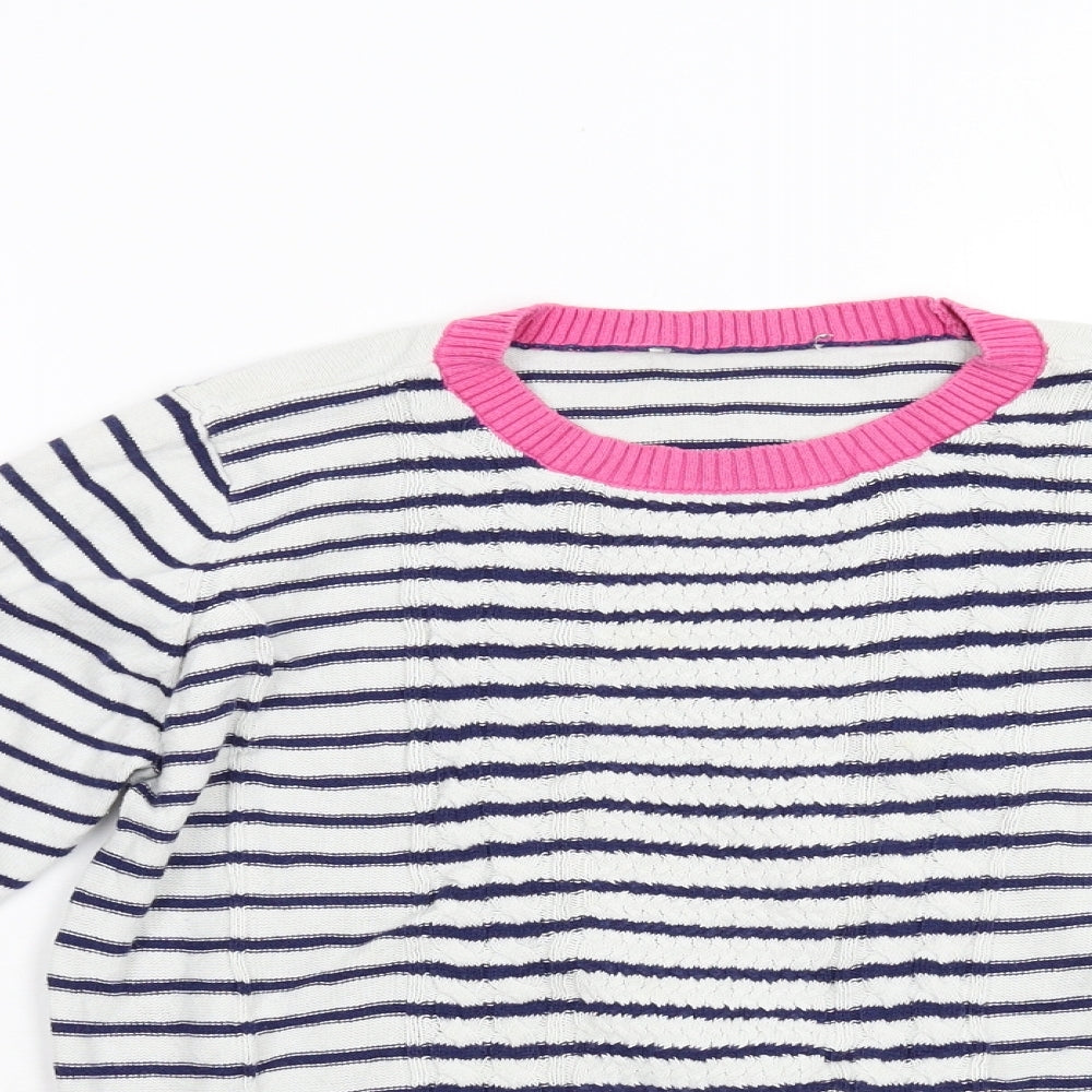 Preworn Girls Multicoloured Striped Knit Pullover Jumper Size 11 Years