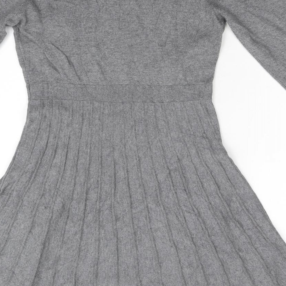 Oasis Womens Grey  Knit Fit & Flare  Size M