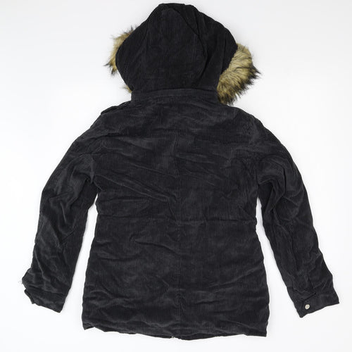 Fittiway Womens Black  Corduroy Overcoat Coat Size M