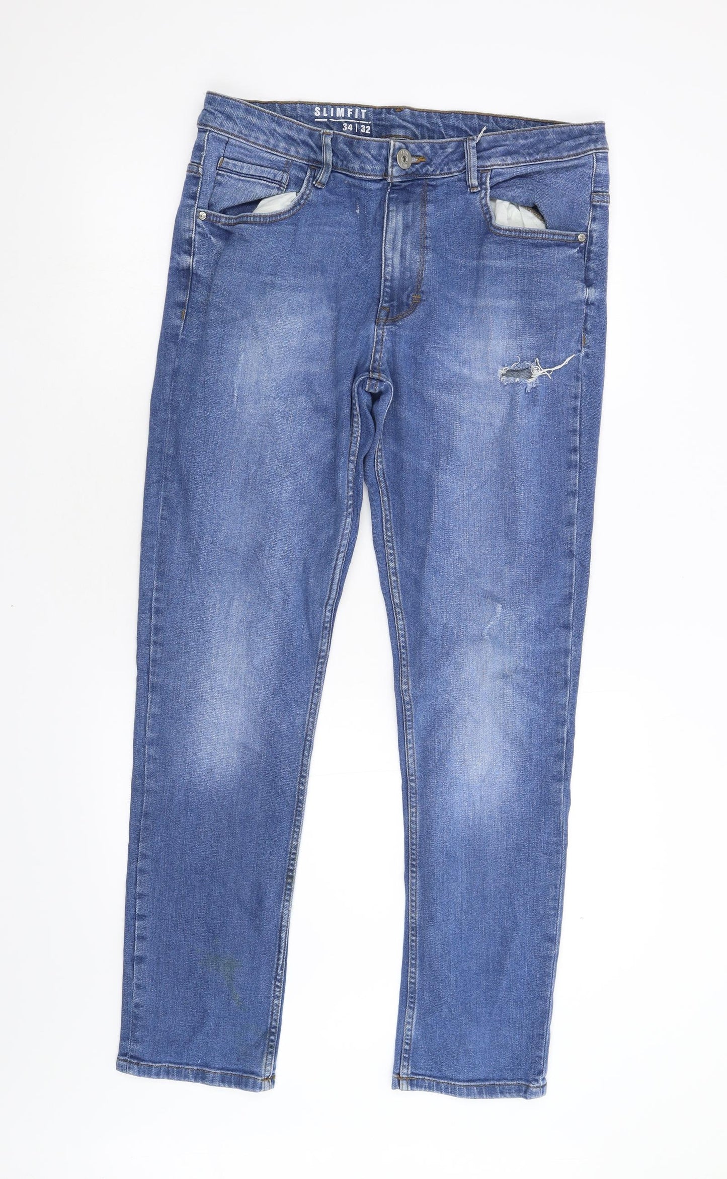 George Mens Blue  Denim Straight Jeans Size 34 L32 in