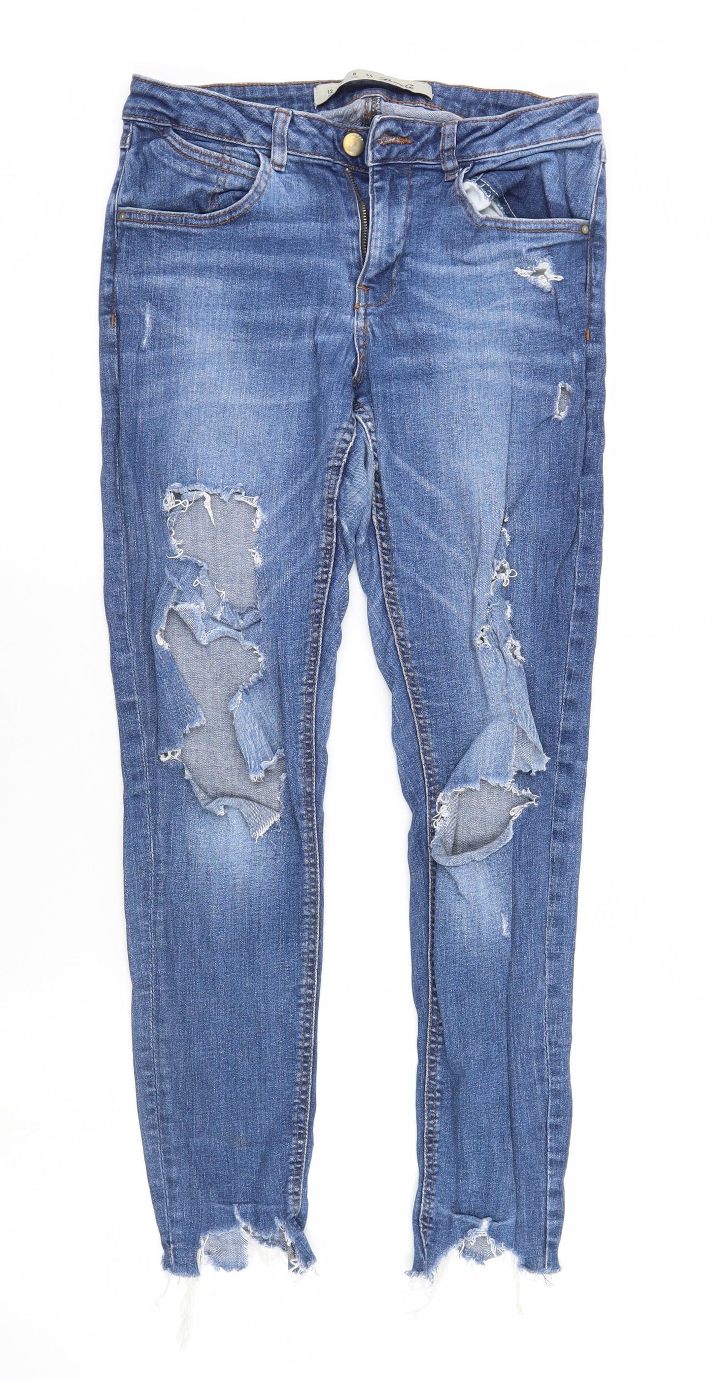 Denim & Co. Womens Blue  Denim Straight Jeans Size 12 L27 in
