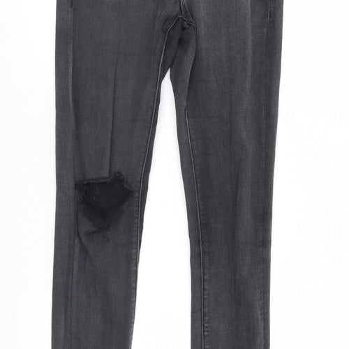 PRETTYLITTLETHING Womens Black  Denim Tapered Jeans Size 6 L28 in