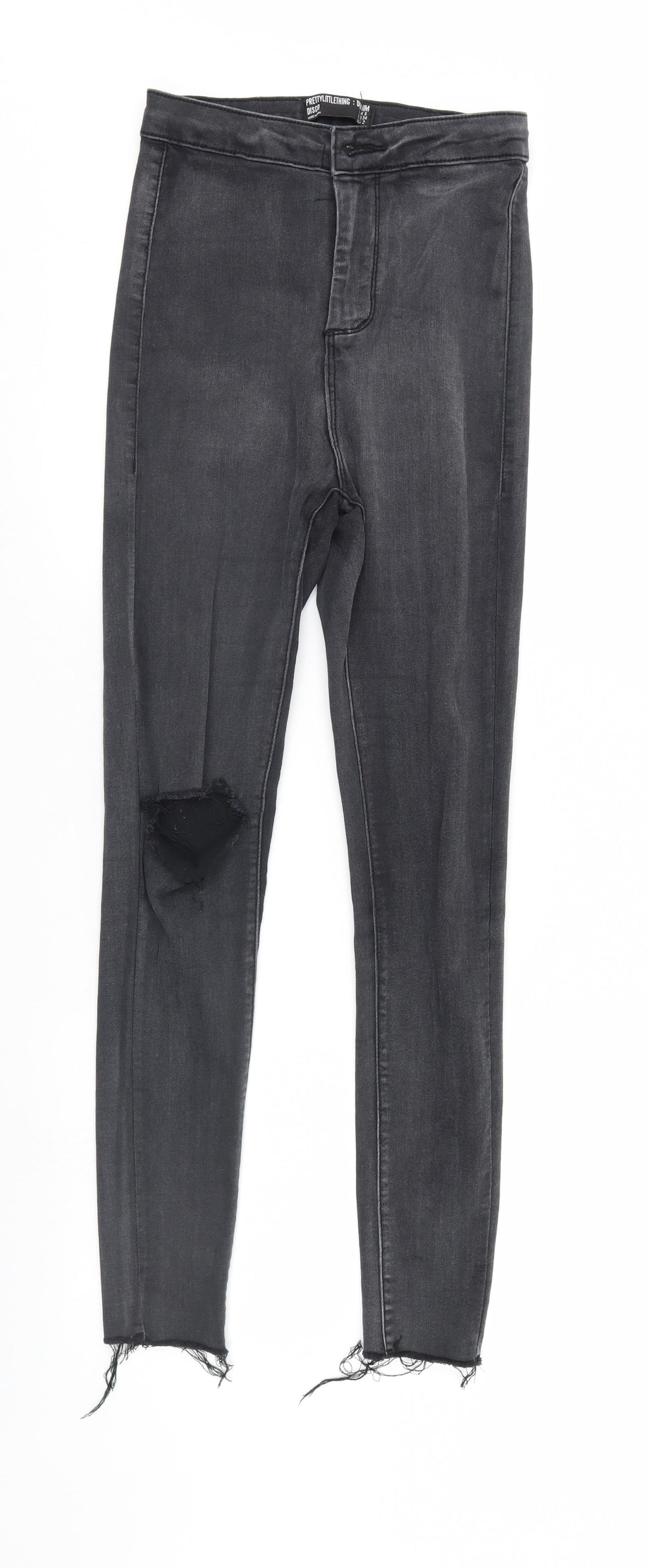 PRETTYLITTLETHING Womens Black  Denim Tapered Jeans Size 6 L28 in