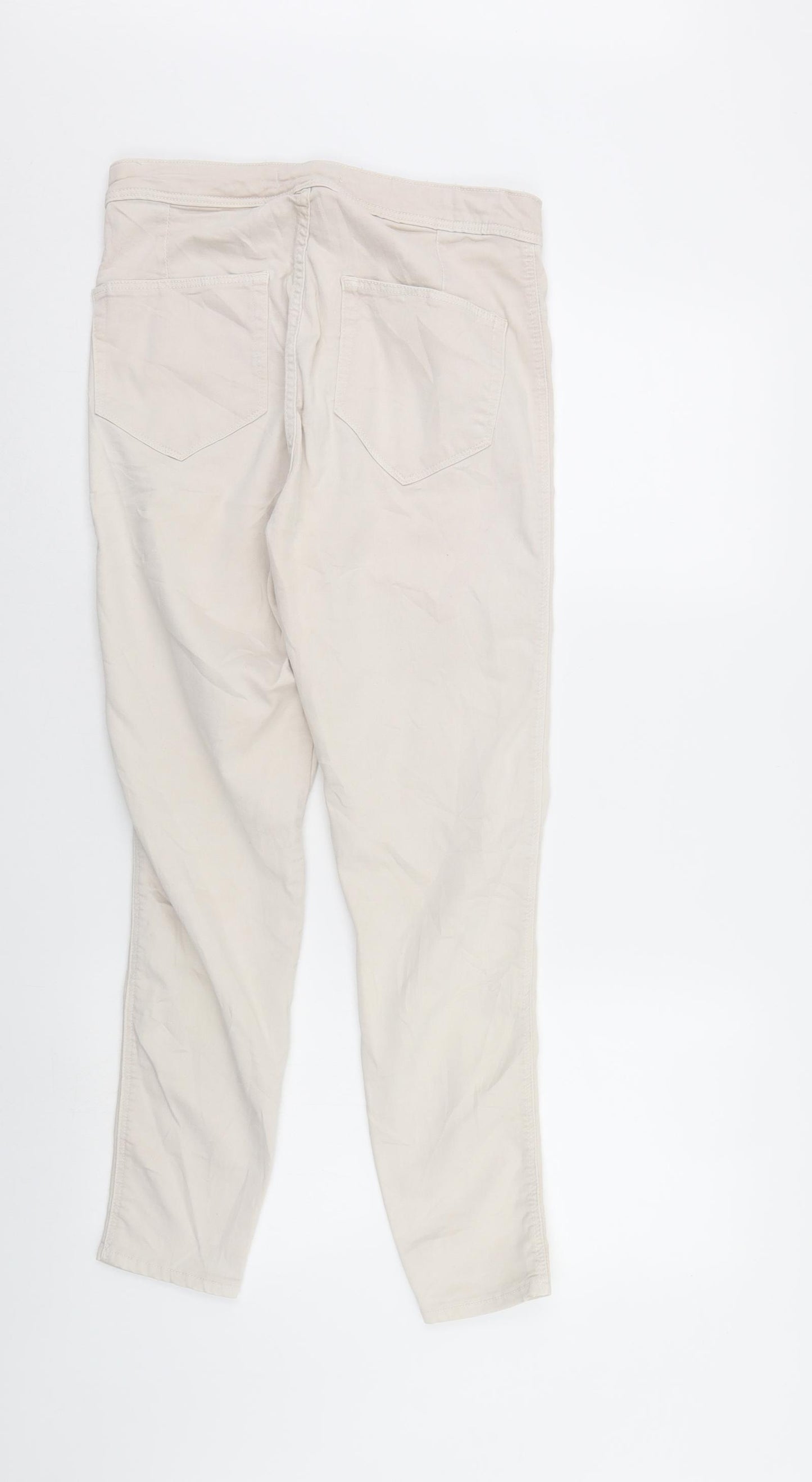 Bershka Womens Ivory  Denim Skinny Jeans Size 14 L27 in - Elastic Waist
