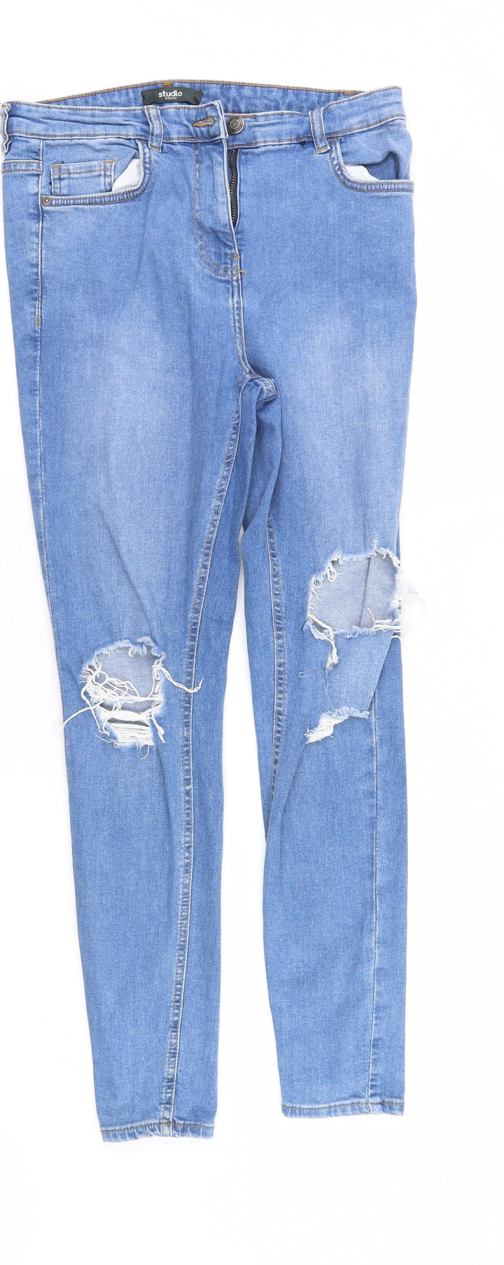 Studio Womens Blue Denim Straight Jeans Size 10 L28 in