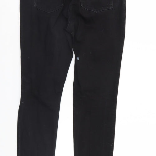 Preworn Womens Black  Denim Straight Jeans Size 12 L26 in