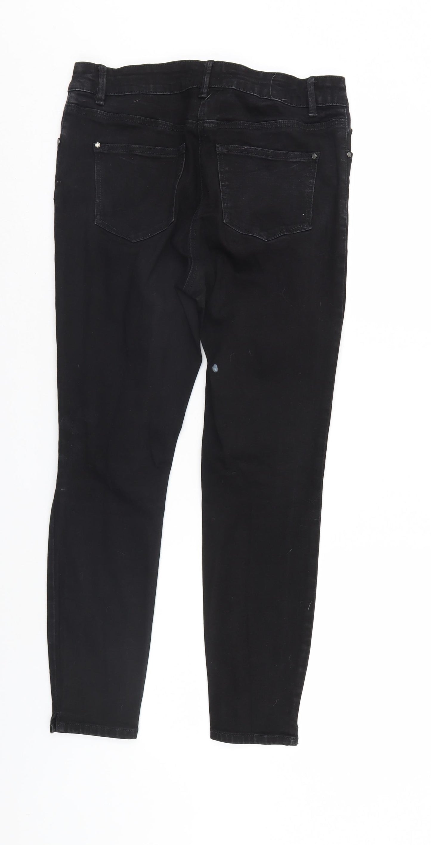 Preworn Womens Black  Denim Straight Jeans Size 12 L26 in