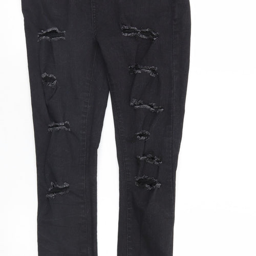 Boohoo Womens Black  Denim Straight Jeans Size 4 L28 in