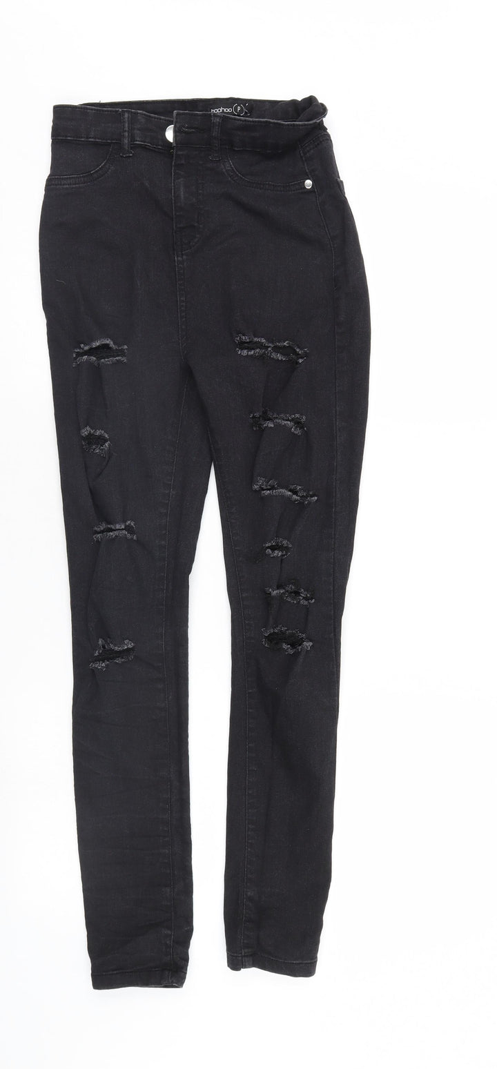 Boohoo Womens Black Denim Straight Jeans Size 4 L28 in