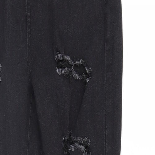 Boohoo Womens Black  Denim Straight Jeans Size 4 L28 in