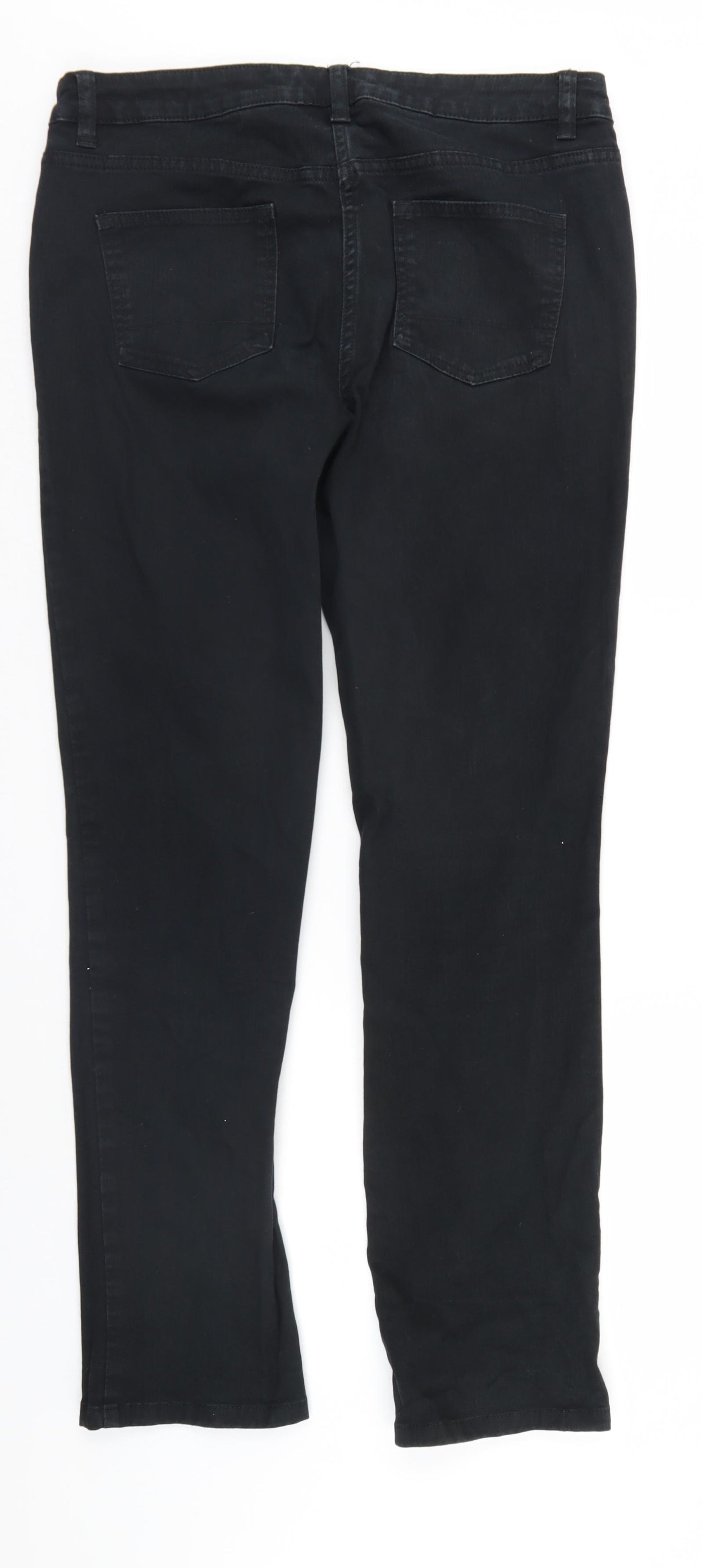 NEXT Womens Black  Denim Straight Jeans Size 14 L28 in