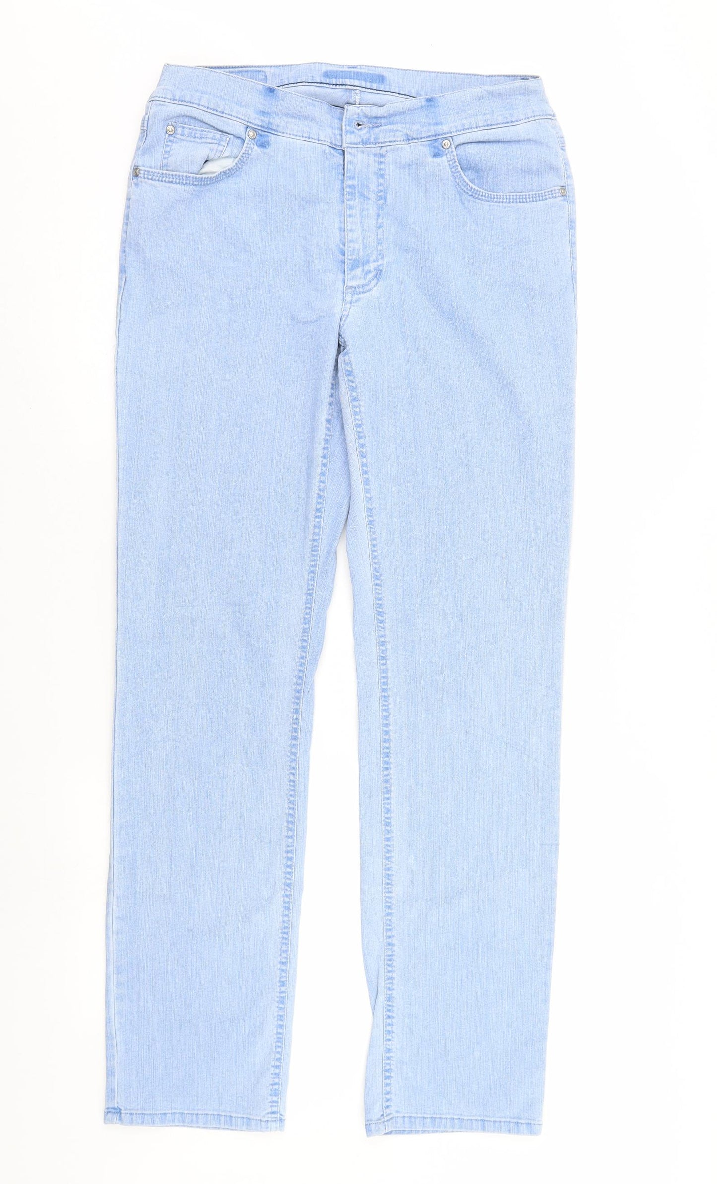 Preworn Womens Blue  Denim Straight Jeans Size 14 L32 in