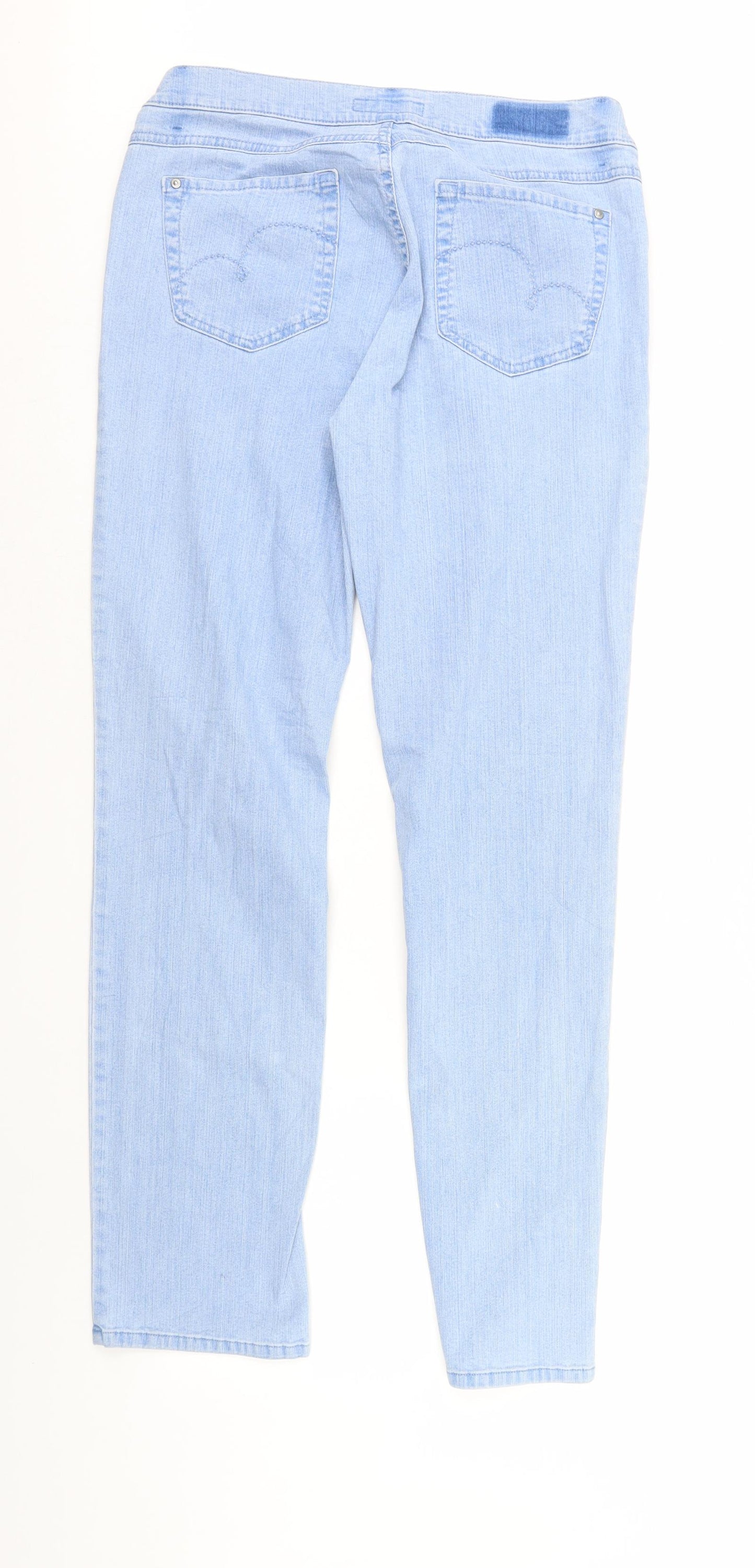 Preworn Womens Blue  Denim Straight Jeans Size 14 L32 in