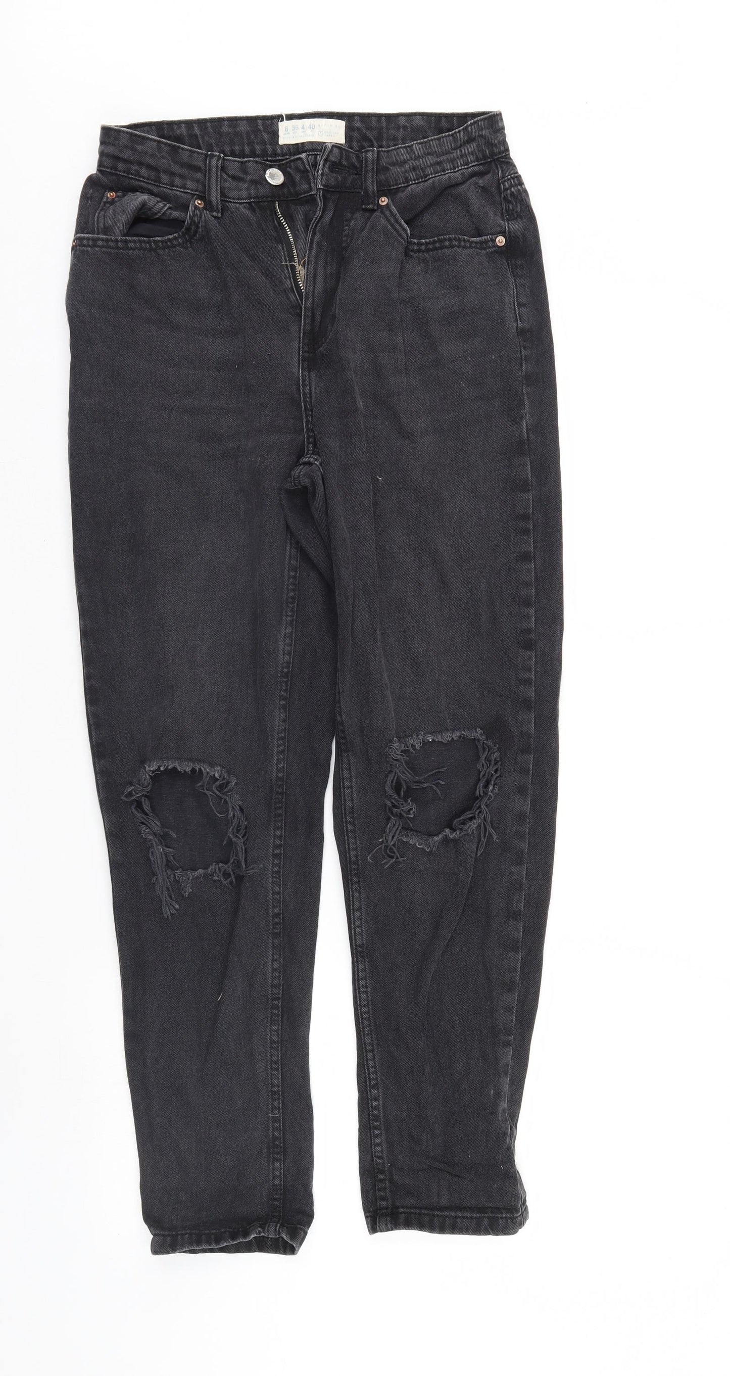 Primark Womens Black  Denim Straight Jeans Size 8 L28 in
