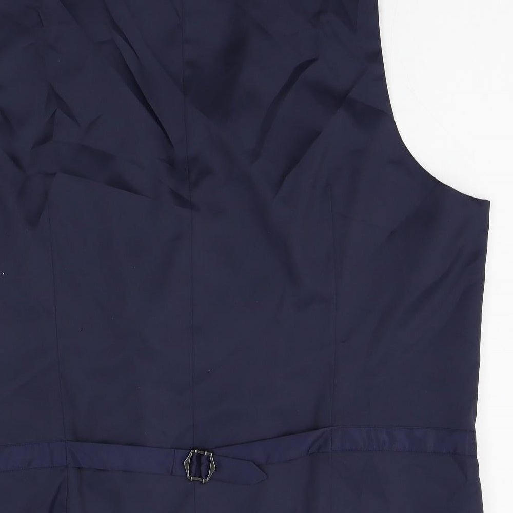 M&S Mens Blue Plaid   Suit Waistcoat