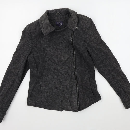 M&S Womens Grey   Biker Jacket Size 10