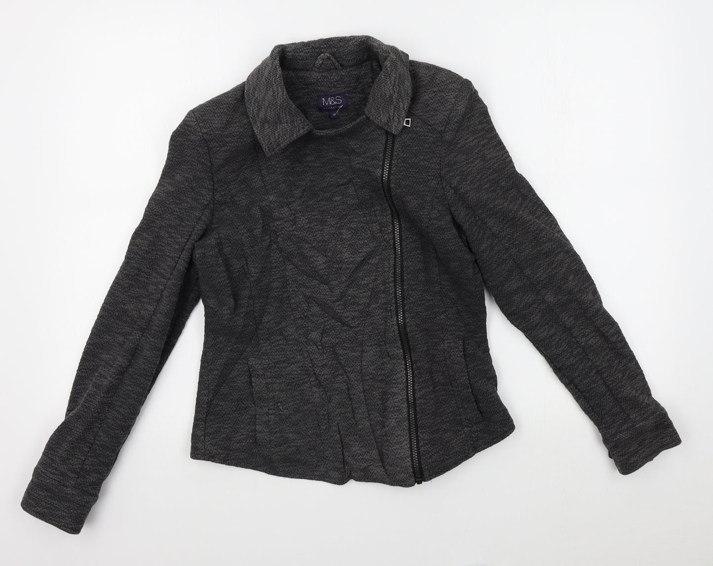 M&S Womens Grey   Biker Jacket Size 10