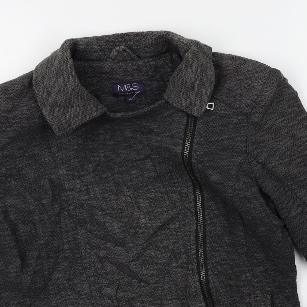 M&S Womens Grey   Biker Jacket Size 10