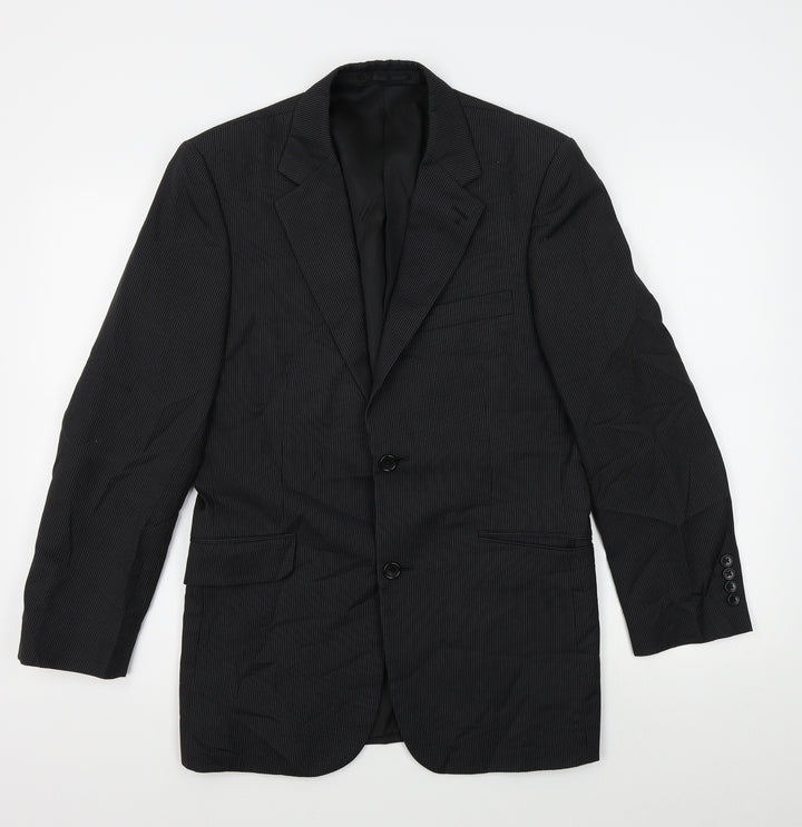 savoy taylors guild Mens Black Striped  Jacket Blazer Size 36