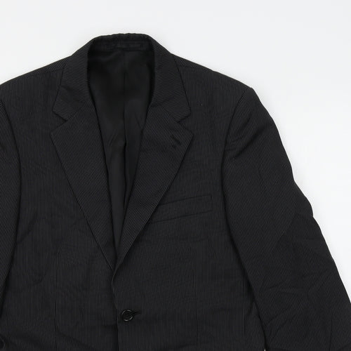 savoy taylors guild Mens Black Striped  Jacket Blazer Size 36