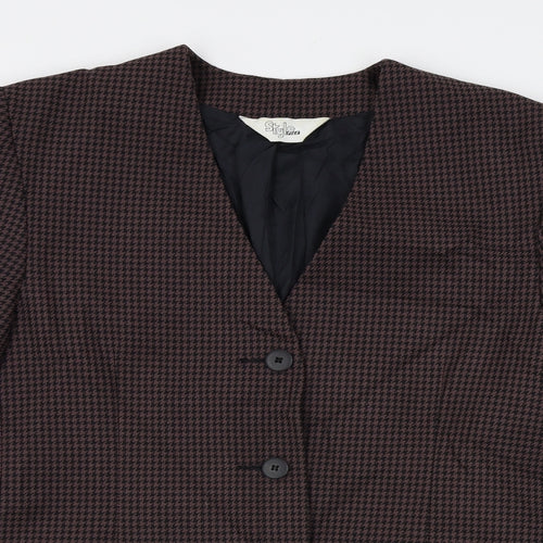 style file Womens Red Houndstooth  Jacket Blazer Size 14