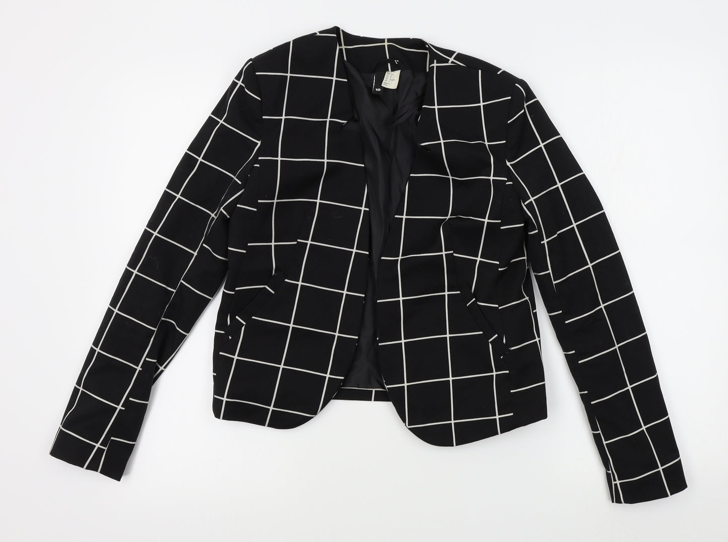 H&M Womens Black Check  Jacket Blazer Size 8