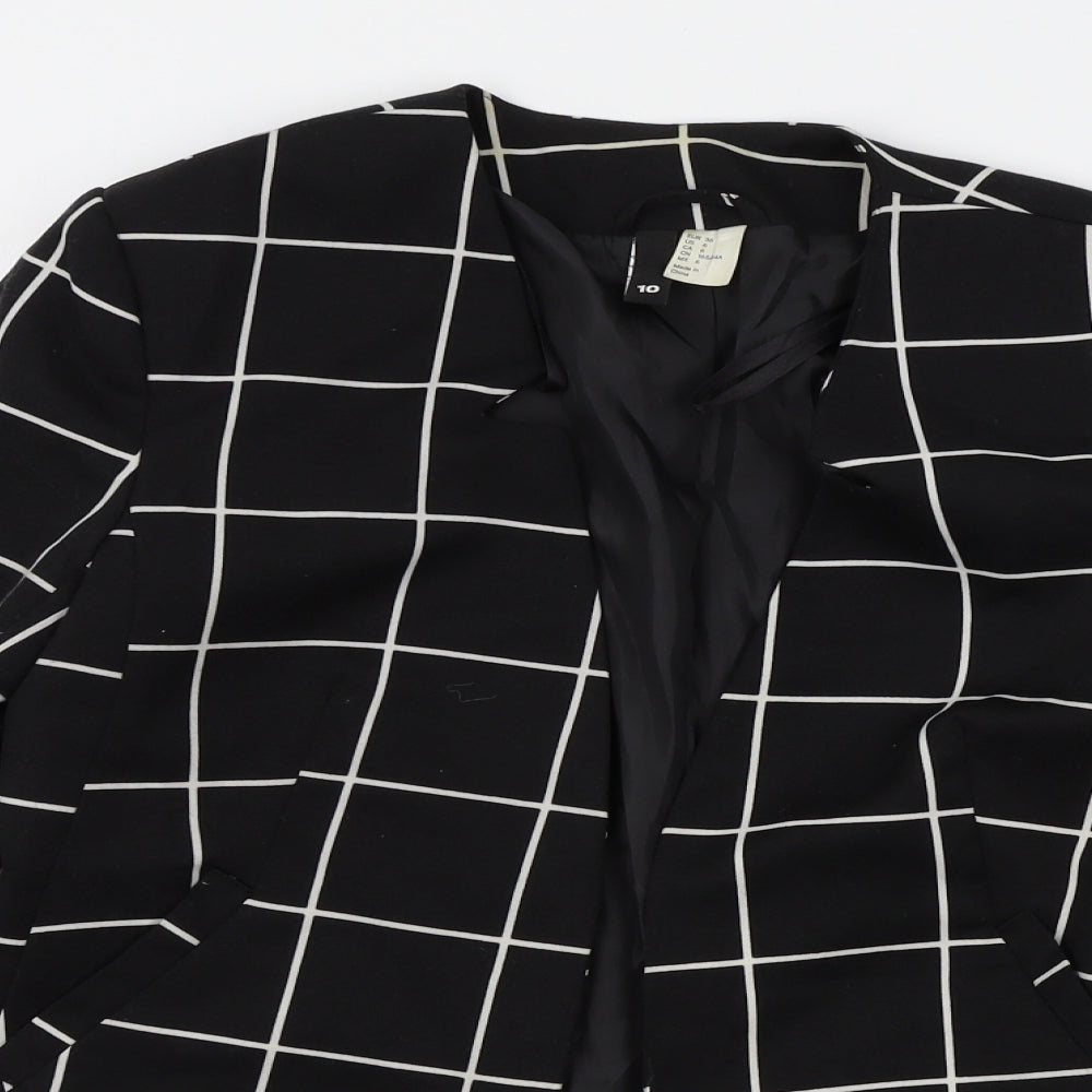 H&M Womens Black Check  Jacket Blazer Size 8