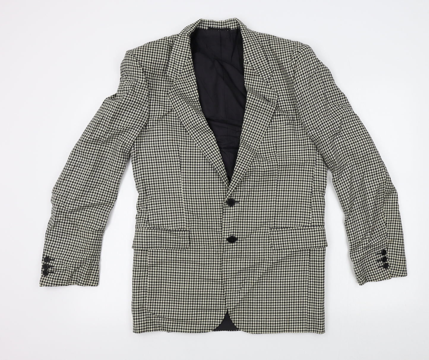 Jaeger Mens Ivory Houndstooth  Jacket Blazer Size 48