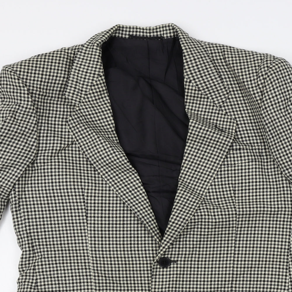 Jaeger Mens Ivory Houndstooth  Jacket Blazer Size 48