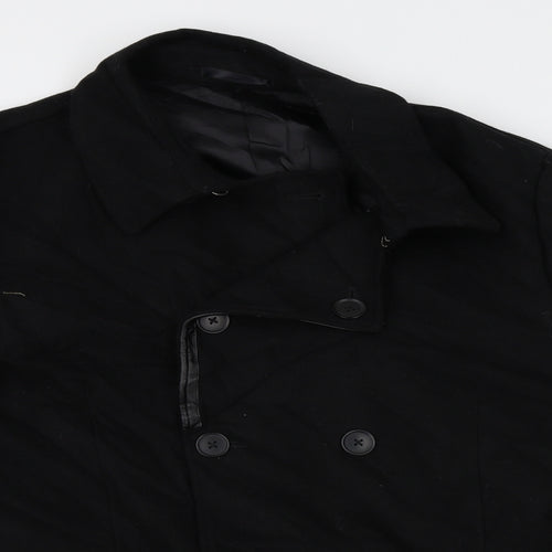 Kenneth Cole Mens Black   Pea Coat Coat Size L