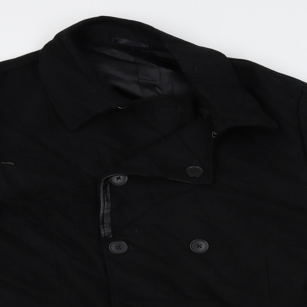 Kenneth Cole Mens Black   Pea Coat Coat Size L