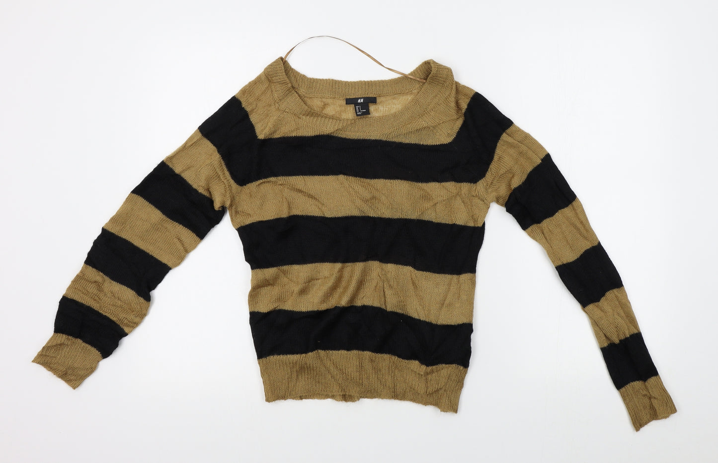 H&M Womens Gold Striped  Pullover Jumper Size S