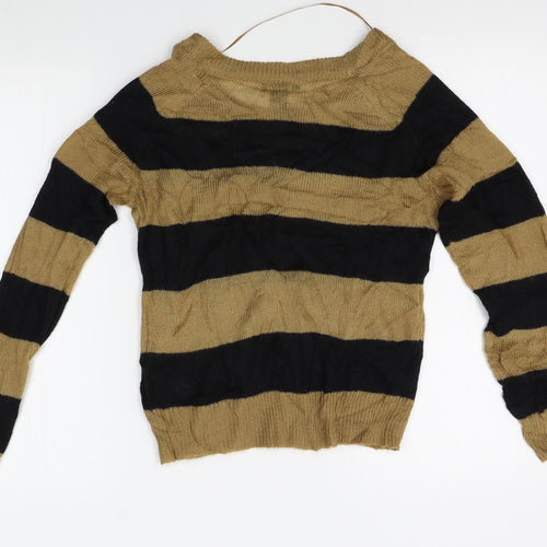 H&M Womens Gold Striped  Pullover Jumper Size S