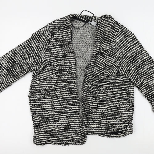 H&M Womens White Striped  Cardigan Jumper Size M