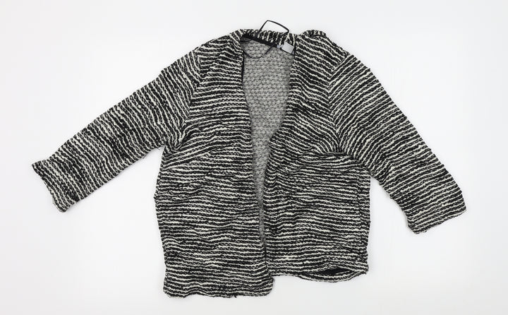 H&M Womens White Striped Cardigan Jumper Size M