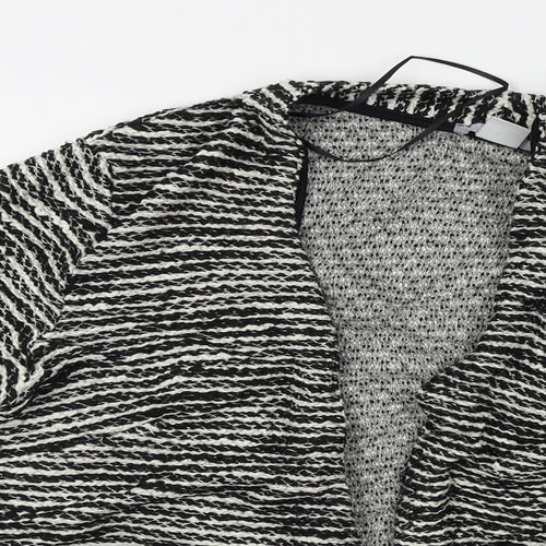 H&M Womens White Striped  Cardigan Jumper Size M