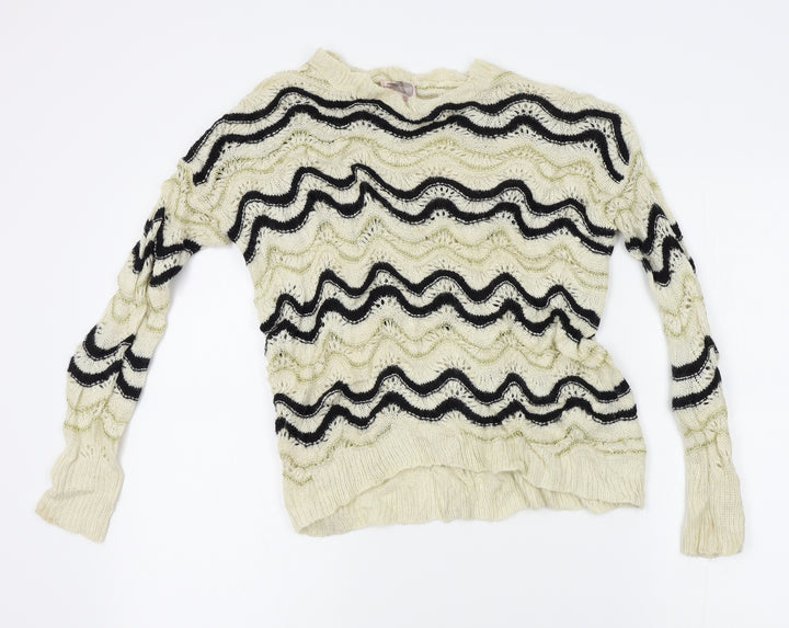 FOREVER 21 Womens Ivory Striped Pullover Jumper Size XS