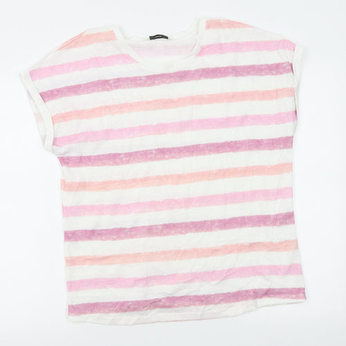 George Womens White Striped  Basic T-Shirt Size 14