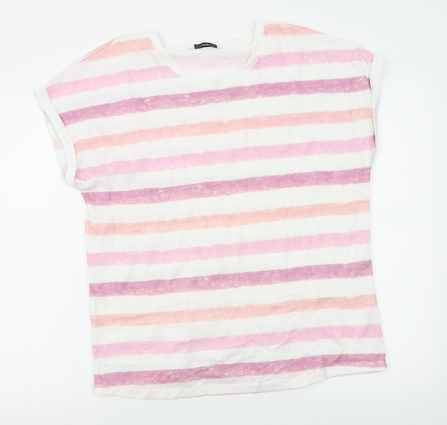 George Womens White Striped  Basic T-Shirt Size 14
