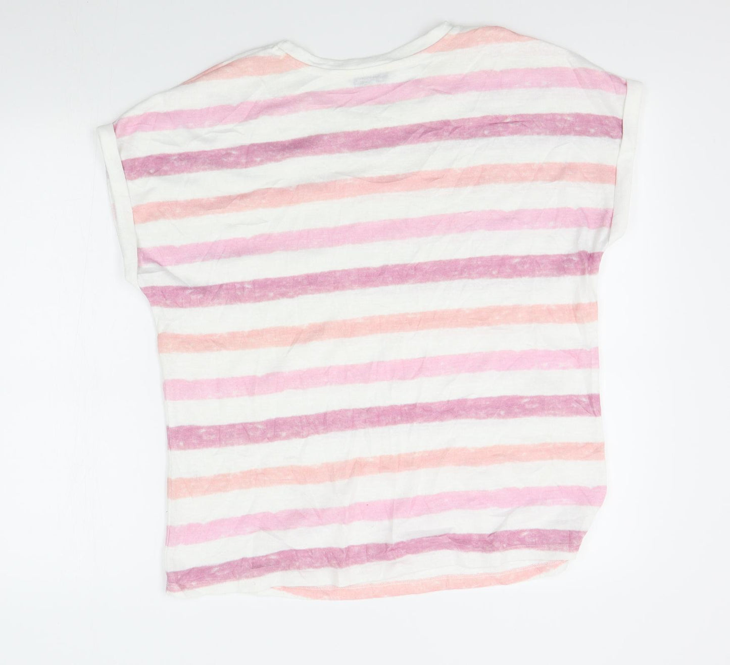 George Womens White Striped  Basic T-Shirt Size 14