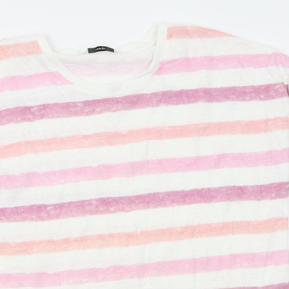 George Womens White Striped  Basic T-Shirt Size 14