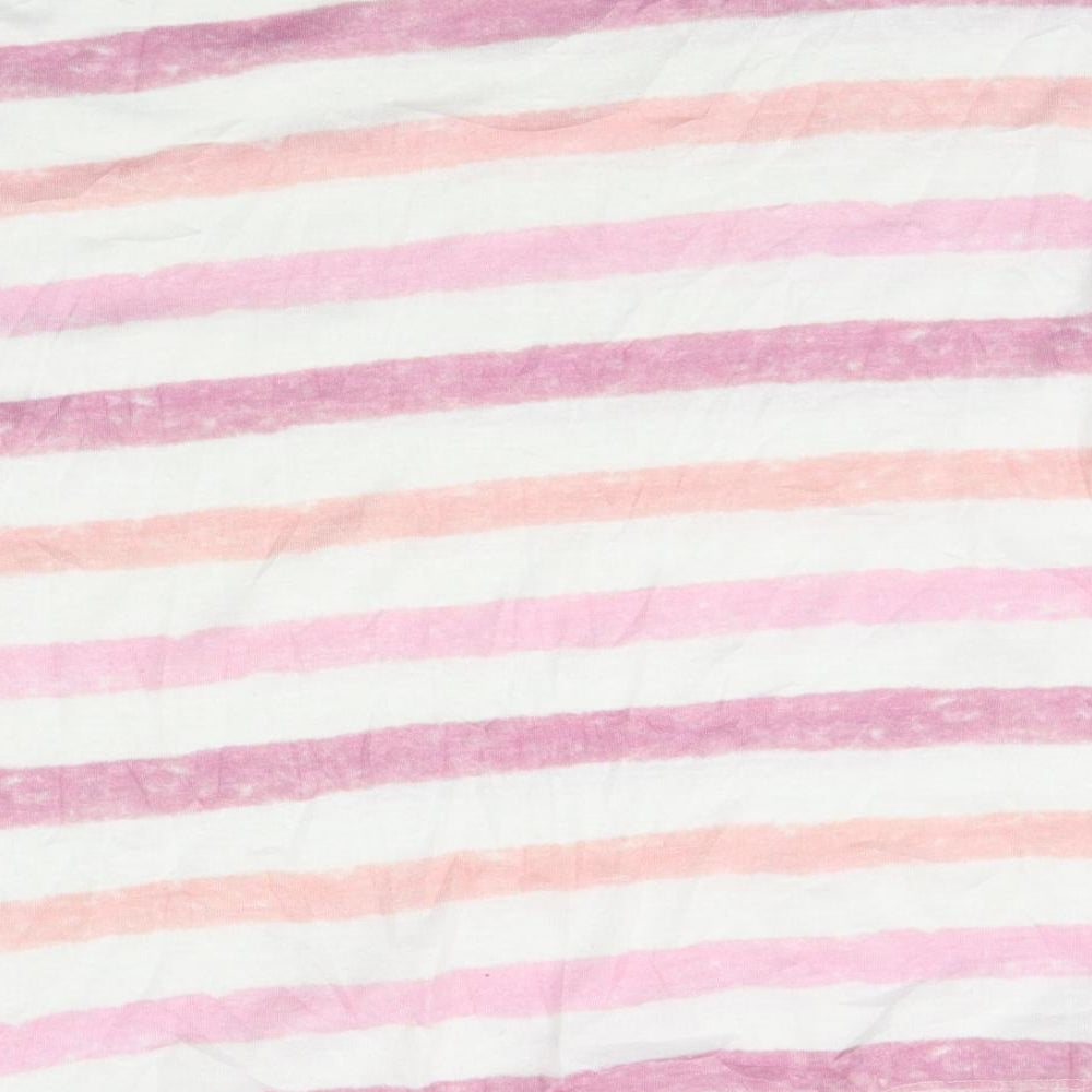 George Womens White Striped  Basic T-Shirt Size 14