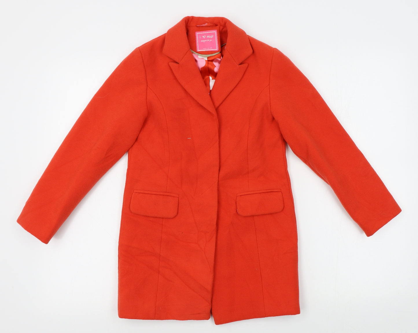 NEXT Girls Orange   Overcoat Coat Size 7-8 Years