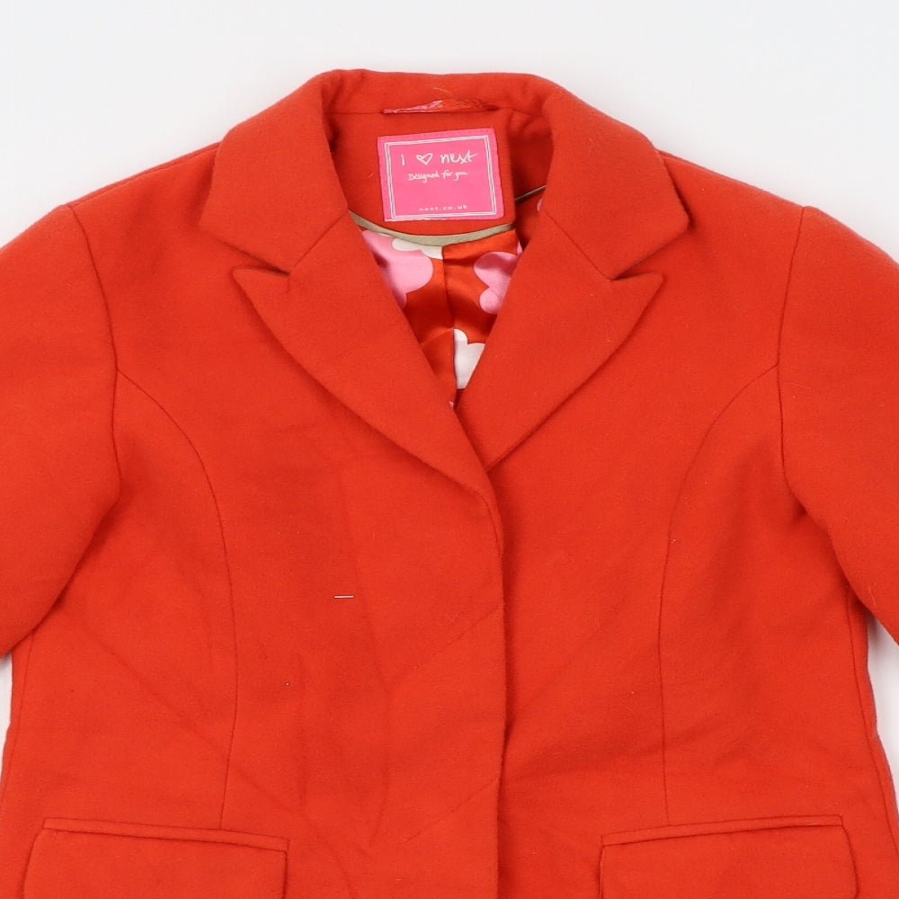 NEXT Girls Orange   Overcoat Coat Size 7-8 Years