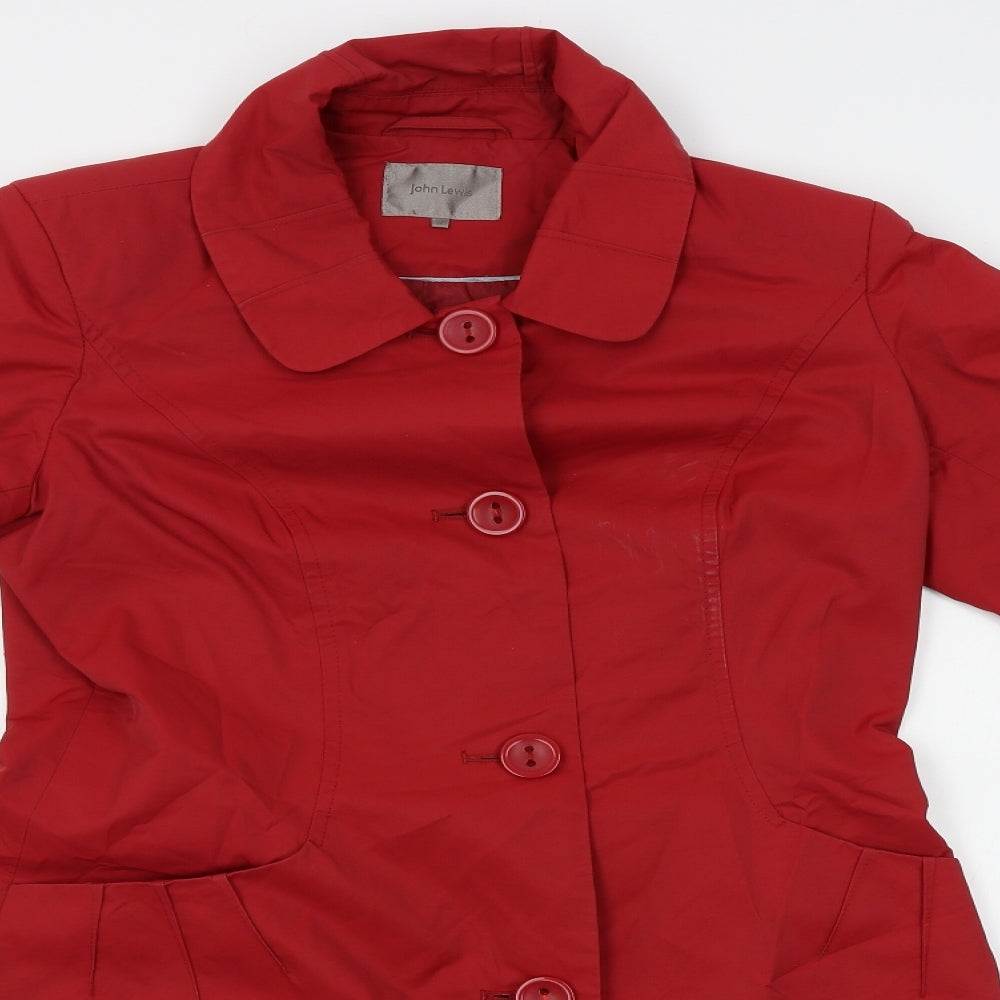 John Lewis Womens Red   Overcoat Coat Size 12